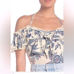 FREE PEOPLE Top Off the Shoulder Cross Strap Sz Small